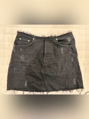 BDG Black Distressed Denim Skirt